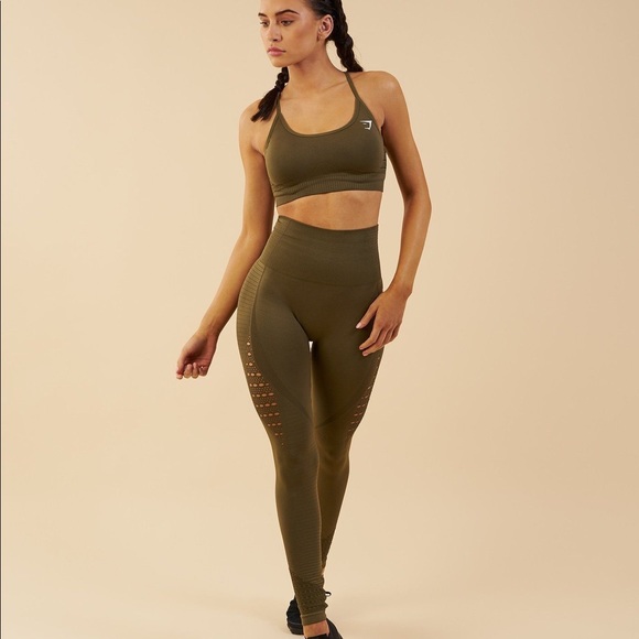 Gymshark Energy Seamless Bra In Khaki 